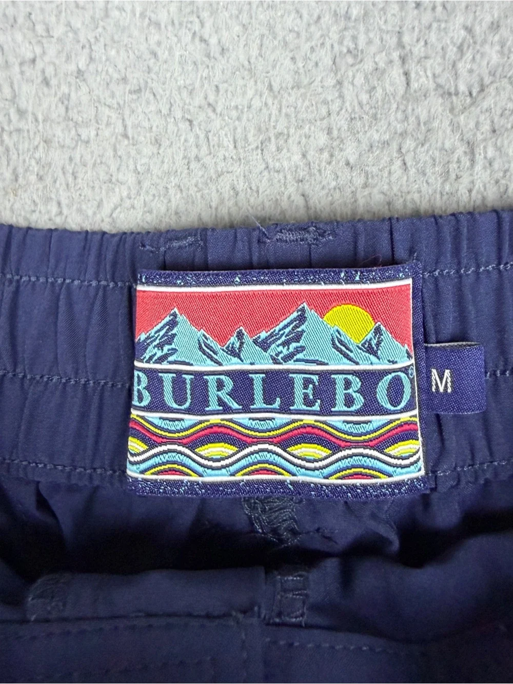 BURLEBO Performance Shorts Men's Medium Navy Athletic Elastic Waist Pockets